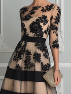 Consuelo · Vestido Midi de Encaje Floral con Transparencias