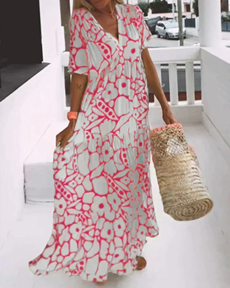 Christine · Vestido Largo de Verano Estampado Gráfico