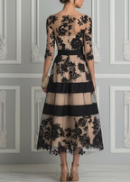 Consuelo · Vestido Midi de Encaje Floral con Transparencias