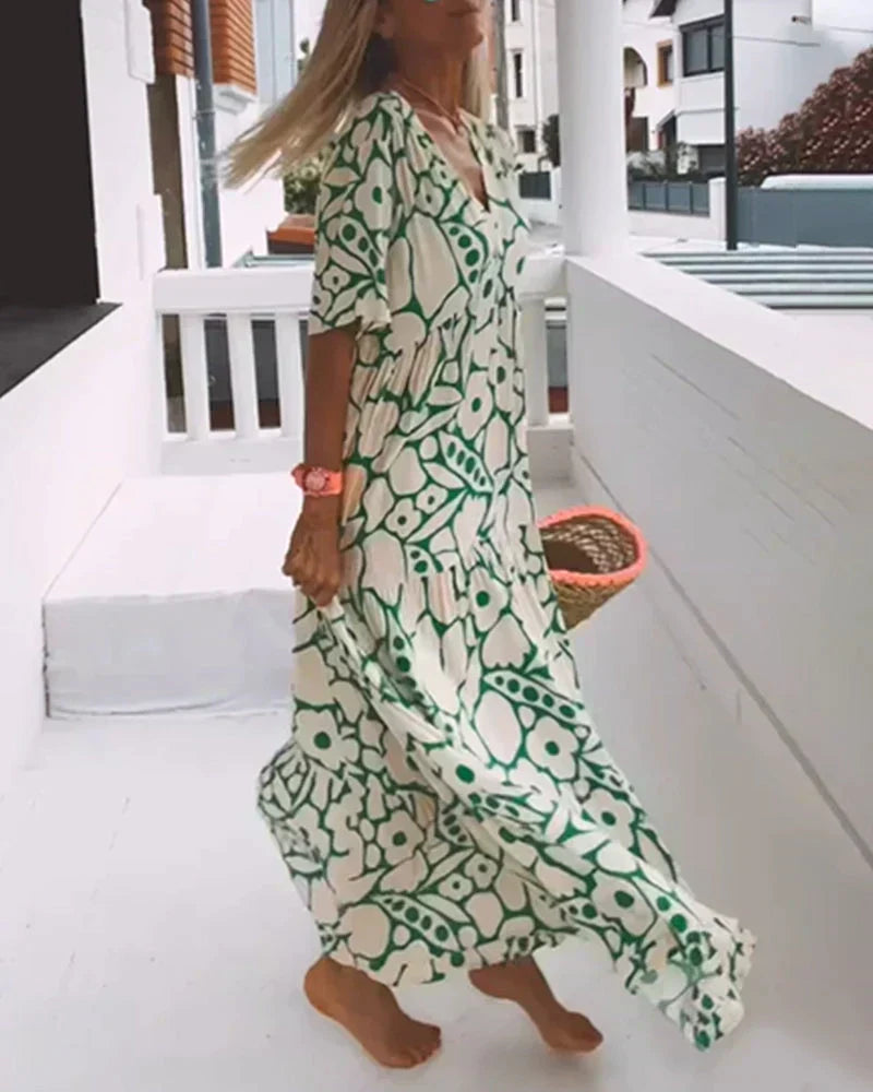 Christine · Vestido Largo de Verano Estampado Gráfico