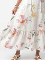 Daniela · Vestido Midi Floral con Volantes y Borlas