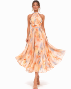 Aurora | Vestido Halter Acuarela Elegante