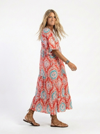 Soraya · Vestido Midi Estampado Paisley con Escote en V y Manga Corta