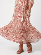 Noelia · Vestido Midi Estampado con Lazo de Borlas