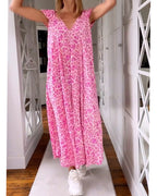 Claudia · Vestido Maxi Estampado Escote V con Bolsillos