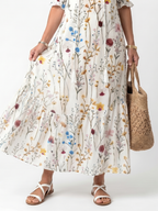 Silvana · Vestido Midi Estampado Botánico con Borlas