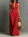 Rocío · Vestido Camisero Maxi Lino Sin Mangas