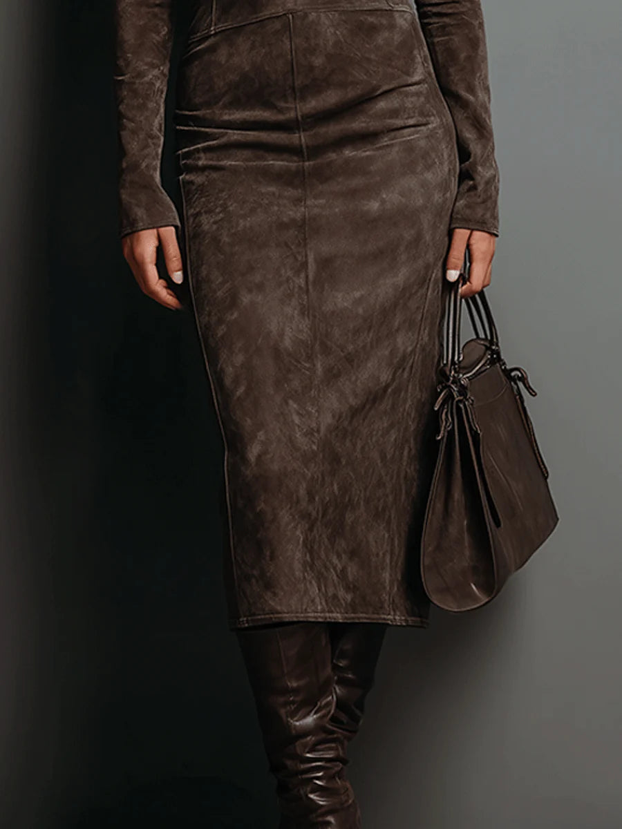 Giada | Vestido midi efecto ante