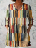 Manuela blusa larga patchwork rayas multicolor con bolsillos - foto producto