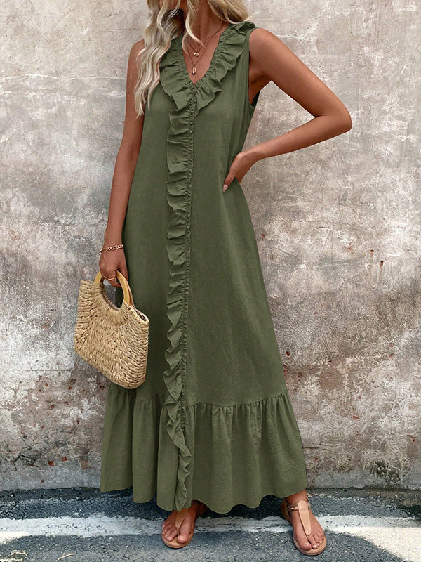 Celia · Vestido Plisado Volantes Tallas Grandes