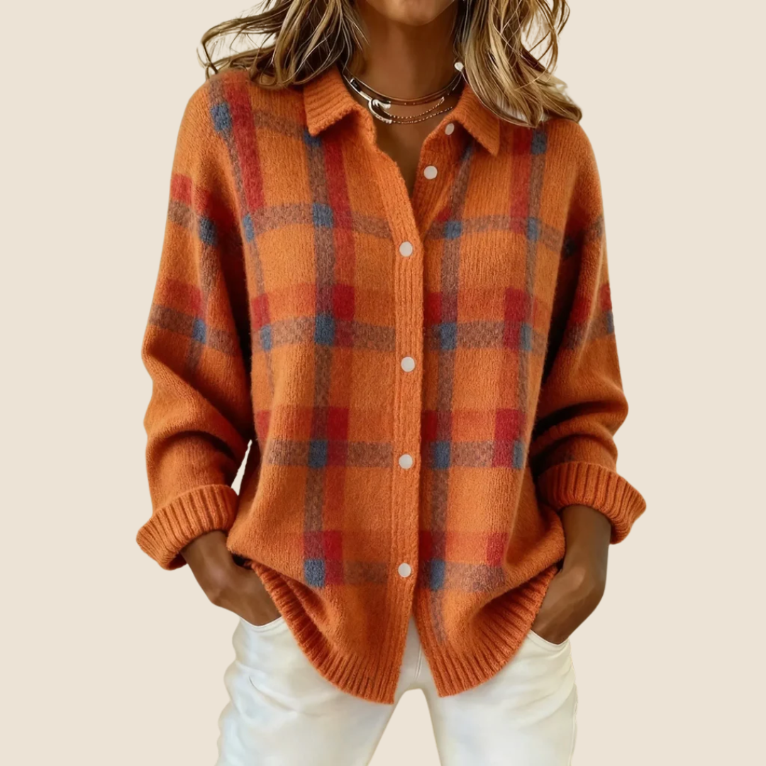 Tatiana · Chaqueta de Punto a Cuadros con Botones