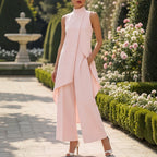 Valentina | Mono Elegante con Top Drapeado de Cuello Alto