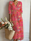 Annick | Vestido Largo Floral Fucsia Tropical