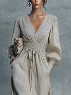 Blanca · Vestido Maxi Rayas Beige