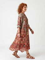 Azahara · Vestido Midi Estampado Holgado con Bolsillos
