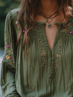 Manuela · Camisa bordada con flores bohemias