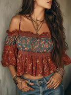 Aitana · Blusa Boho de Hombros Descubiertos