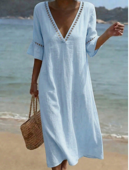Elara · Vestido Maxi Fresco Costero