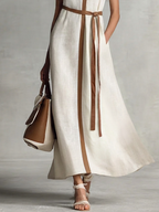 Daniela · Vestido Maxi Cuello V con Cinturón