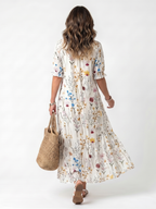 Silvana · Vestido Midi Estampado Botánico con Borlas