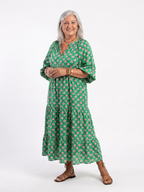 Fabiola · Vestido Midi Estampado Floral con Escote en V y Volantes