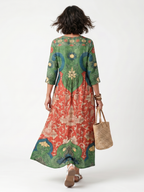 Ainhoa · Vestido Midi Estampado con Escote en Pico y Bolsillos