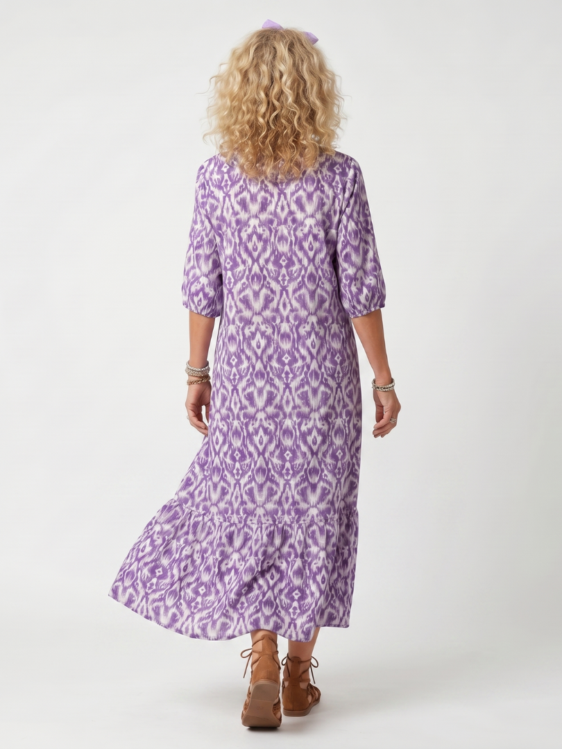 Penélope · Vestido Midi Estampado con Borlas en el Escote