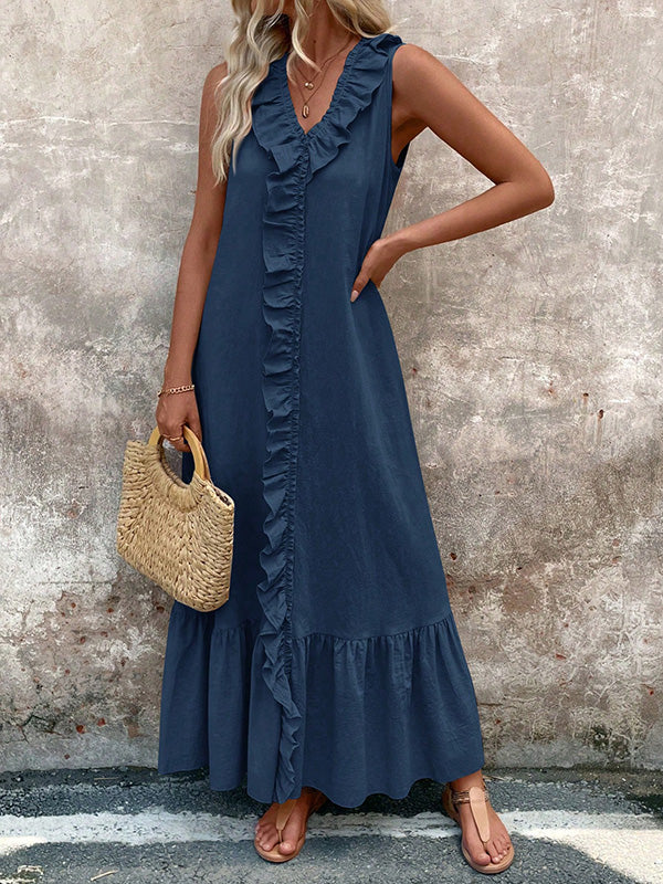 Celia · Vestido Plisado Volantes Tallas Grandes