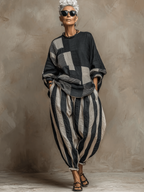 Nadia · Conjunto Holgado Color Block Gris