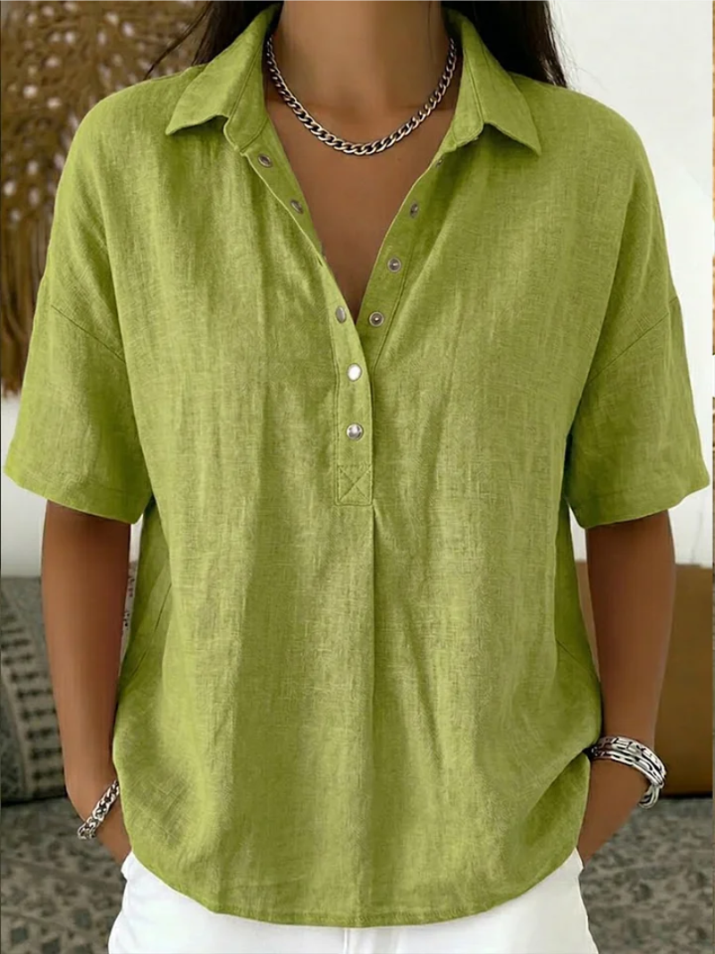 Carlota blusa elegante con botones verde