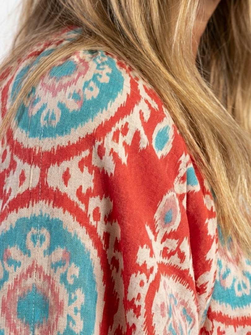 Soraya · Vestido Midi Estampado Paisley con Escote en V y Manga Corta