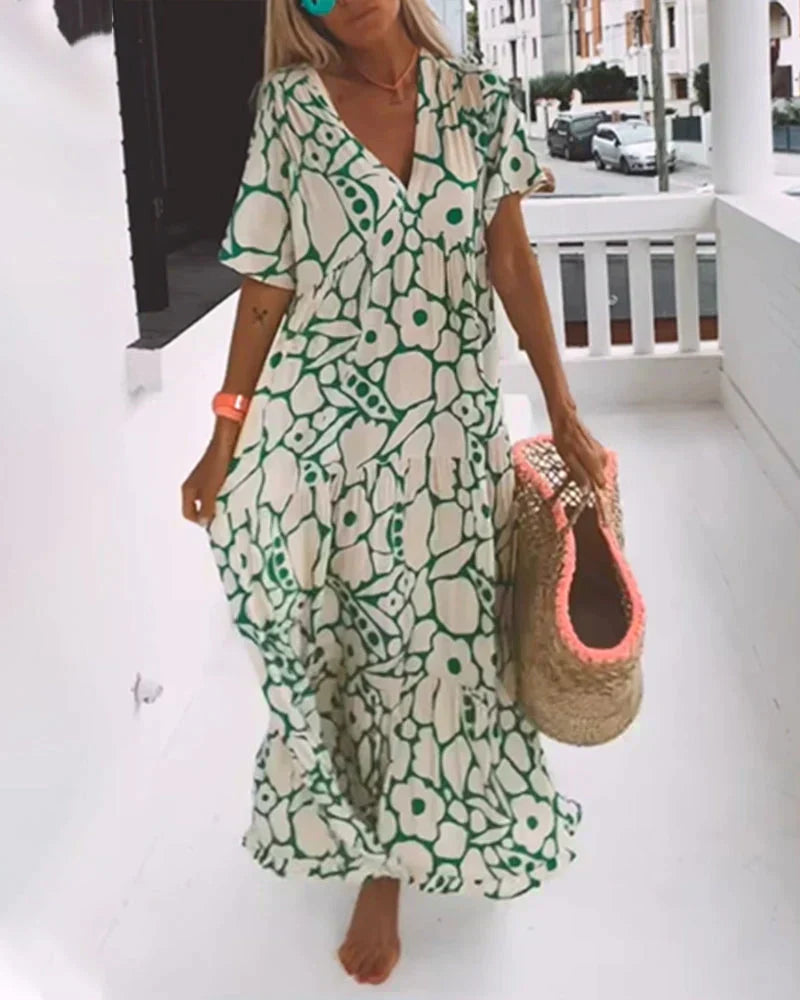 Christine · Vestido Largo de Verano Estampado Gráfico