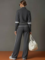 Marietta – Conjunto de blusa y pantalón de pierna ancha