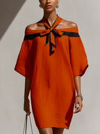 Lola · Vestido Mini Hombros Descubiertos con Lazo