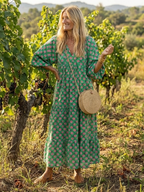 Fabiola · Vestido Midi Estampado Floral con Escote en V y Volantes