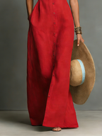 Rocío · Vestido Camisero Maxi Lino Sin Mangas