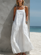 Aitana · Vestido Largo Rayas Blanco