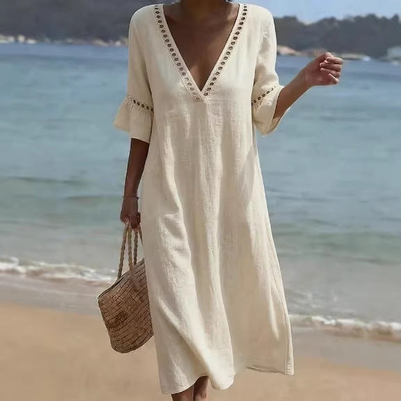 Elara · Vestido Maxi Fresco Costero