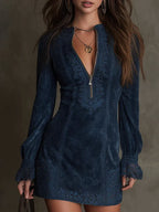 Giulia.Vestido mini efecto ante con encaje