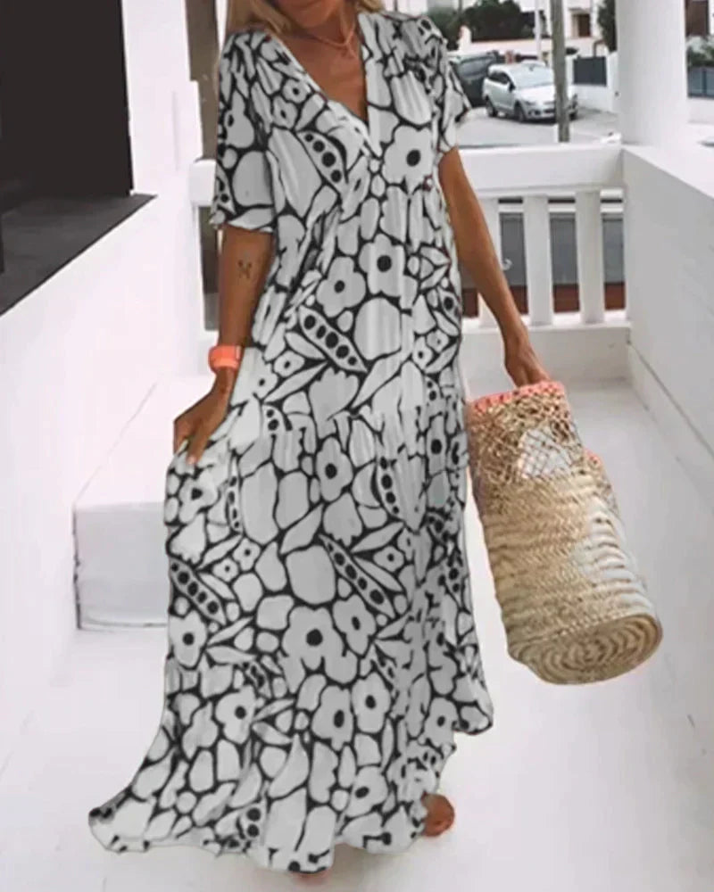 Christine · Vestido Largo de Verano Estampado Gráfico