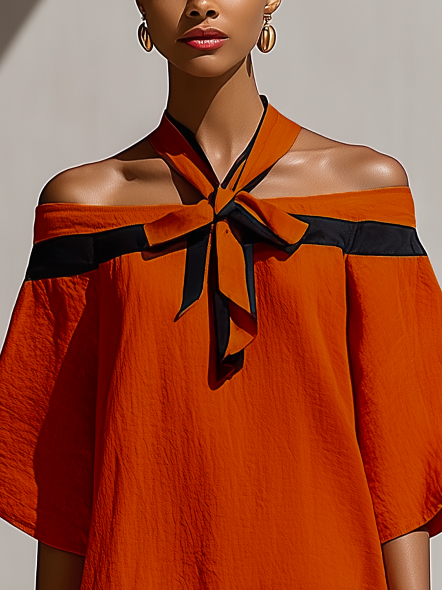 Lola · Vestido Mini Hombros Descubiertos con Lazo