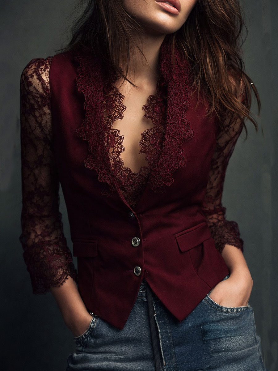 Claudia · Blazer Negro con Encaje