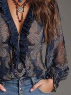 Adriana · Blusa de Chifón Estampado Barroco