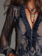 Adriana · Blusa de Chifón Estampado Barroco