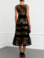 Lidia · Vestido Midi de Malla Floral Línea A