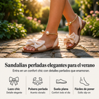 Sandalias Elegantes con Tiras en el Tobillo y Perlas