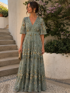 Elodie · Vestido Largo Floral con Escote en V