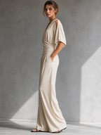 Alia | Conjunto Elegante Top Wrap y Pantalón Pernera Ancha