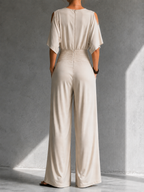 Alia | Conjunto Elegante Top Wrap y Pantalón Pernera Ancha