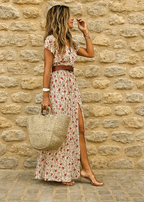 Justine | Vestido largo bohemio fluido con cinturón